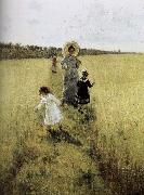 Ilia Efimovich Repin In the field of small road oil painting reproduction